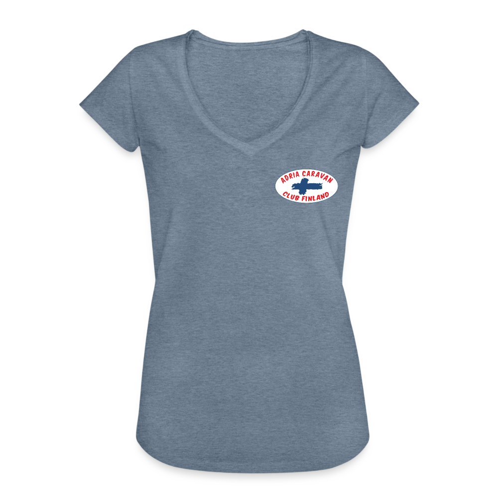 Naisten vintage t-paita Adria Club Finland-logopainatuksilla - vintage denimi