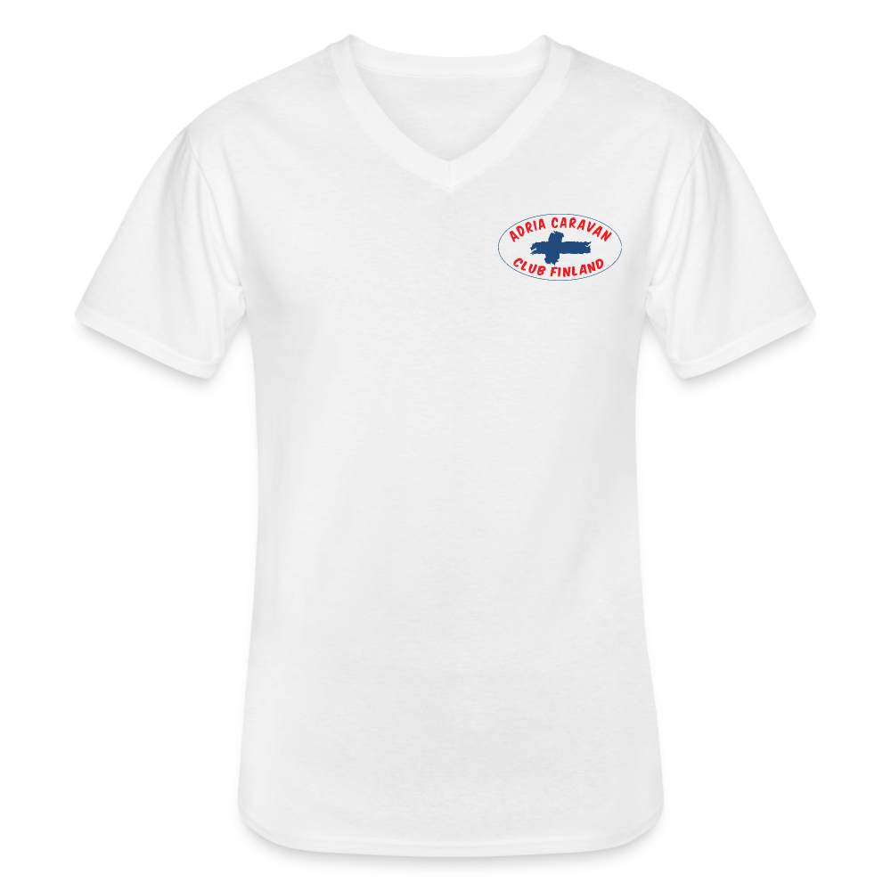 V-aukkoinen miesten t-paita Adria Club Finland logo-painatuksilla - valkoinen