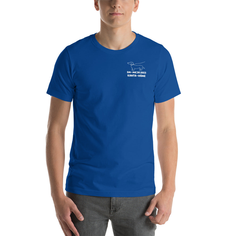 Unisex T-Paita painetulla SM-MEJÄ 2023 logolla