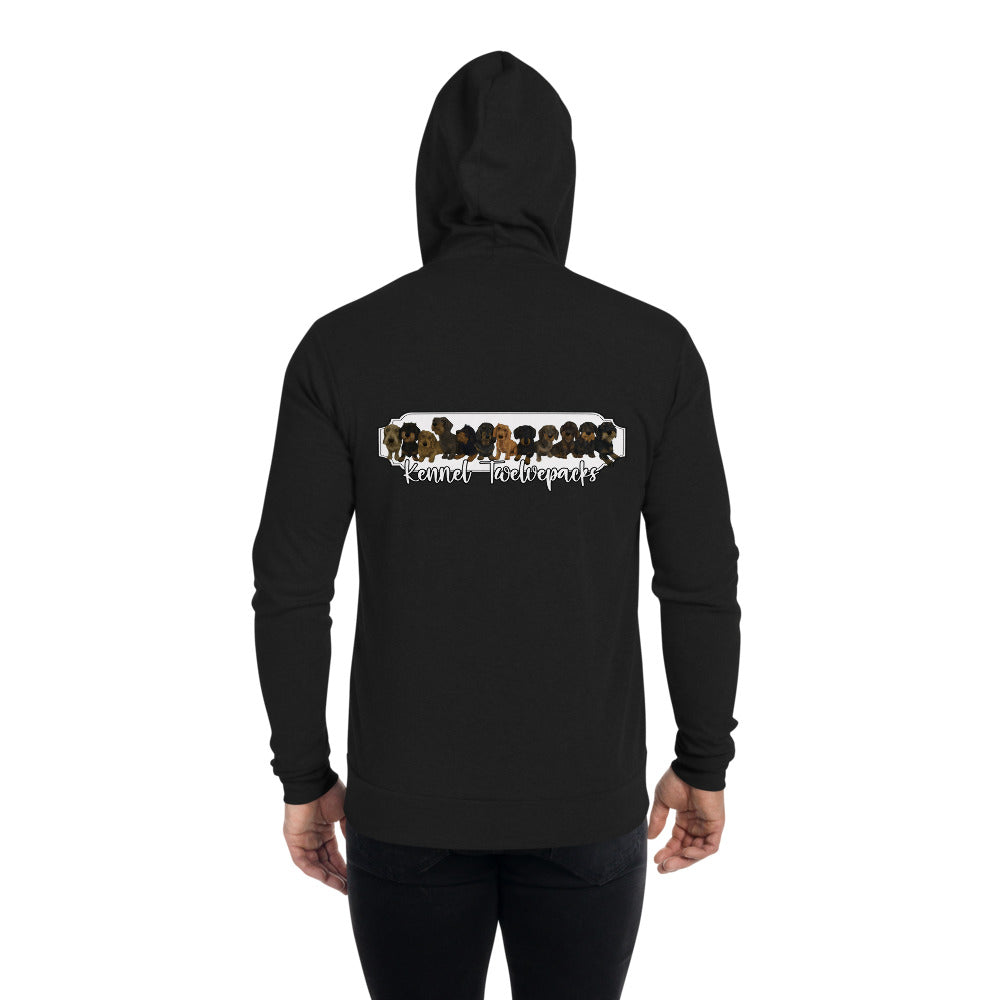 Personoitava Unisex Huppari Vetoketjulla, Kennel Twelvepacks logo selässä