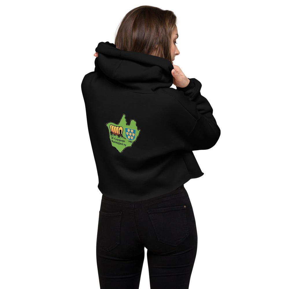Muodikas Crop Huppari SF-Caravan Nurmijärven iso logo selässä