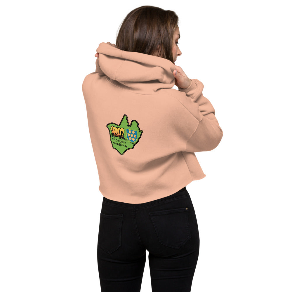 Muodikas Crop Huppari SF-Caravan Nurmijärven iso logo selässä