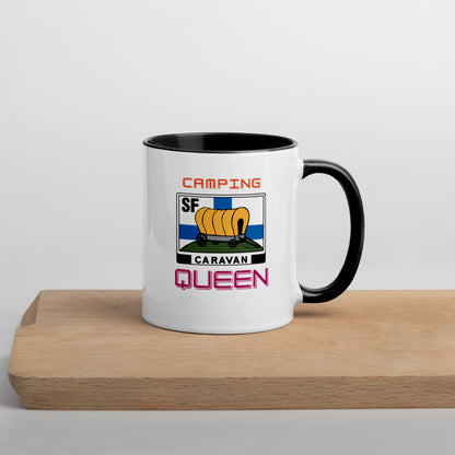 Kahvi- tai teekuppi "Camping Queen" SF-Caravan logolla, sisältä värillinen