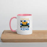 Kahvi- tai teekuppi "Camping King" SF-Caravan logolla, sisältä värillinen