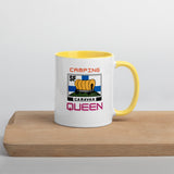 Kahvi- tai teekuppi "Camping Queen" SF-Caravan logolla, sisältä värillinen